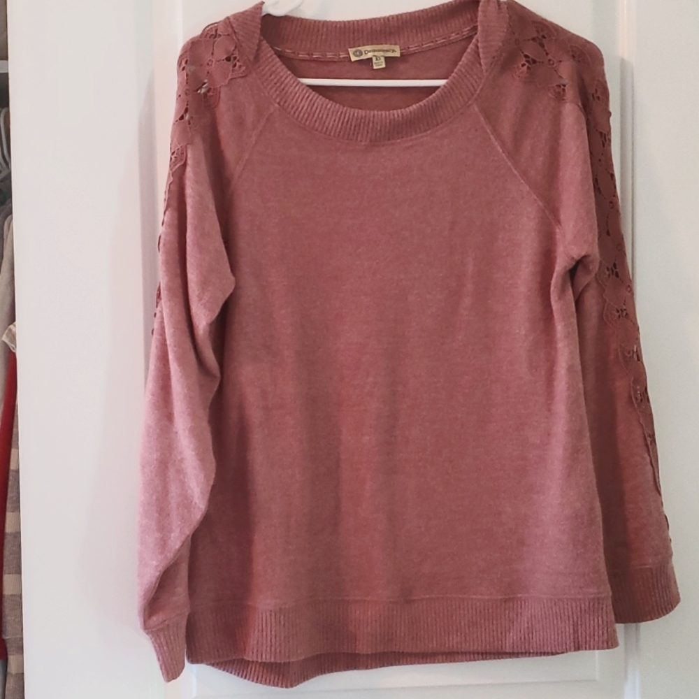 Democracy dusty pink lace sleeve sweater